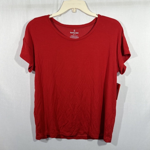 NEW Tommy John [‎ Womens XS ] Pajama Tee Top in Haute Red - Picture 9 of 16